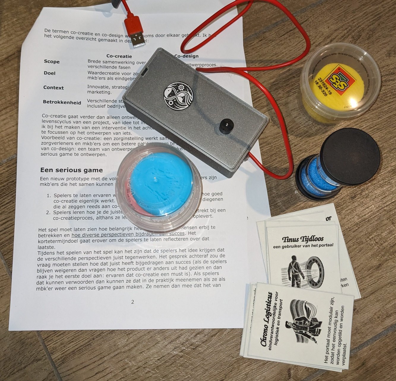 Spelmaterialen met een elektronische module en kabel